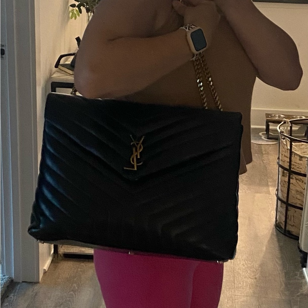 Saint Laurent Large Lou Lou bag in black.